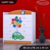 Komoda Happy K06 -  zelené auto s balónky (Barva bílá)