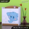Komoda Happy K07 - modrý slon (Barva bílá)