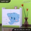 Komoda Happy K07 - modrý slon (Barva bílá)