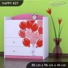 Komoda Happy K07 - růžové auto s balónky (Barva bílá)