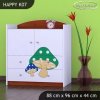 Komoda Happy K07 - růžový hříbeček (Barva bílá)