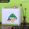 Komoda Happy K07 - růžový hříbeček (Barva bílá)