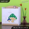 Komoda Happy K07 - růžový hříbeček (Barva bílá)