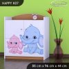 Komoda Happy K07 - růžový a modrý slon (Barva bílá)