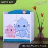 Komoda Happy K07 - růžový a modrý slon (Barva bílá)