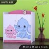 Komoda Happy K07 - růžový a modrý slon (Barva bílá)