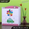 Komoda Happy K07 -  zelené auto s balónky (Barva bílá)