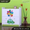 Komoda Happy K07 -  zelené auto s balónky (Barva bílá)