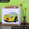 Komoda Happy K07 -  žluté auto (Barva bílá)