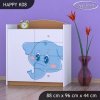 Komoda Happy K08 -  modrý slon (Barva bílá)