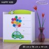 Komoda Happy K08 -zelené auto s balónky (Barva bílá)