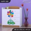 Komoda Happy K08 -zelené auto s balónky (Barva bílá)