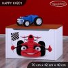 Box na hračky Happy KNZ01 - auto s vlajkou (Barva bílá)