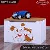 Box na hračky Happy KNZ01 - pejsek a kočička (Barva bílá)