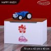 Box na hračky Happy KNZ01 - růžové auto s balónky (Barva bílá)