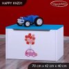 Box na hračky Happy KNZ01 - růžové auto s balónky (Barva bílá)