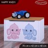 Box na hračky Happy KNZ01 - růžový a modrý slon (Barva bílá)