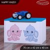 Box na hračky Happy KNZ01 - růžový a modrý slon (Barva bílá)