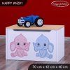 Box na hračky Happy KNZ01 - růžový a modrý slon (Barva bílá)