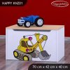 Box na hračky Happy KNZ01 - žlutý bagr (Barva bílá)