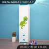 Skříň Dream SZ01 - dinosauři (Barva bílá, Otevírání dvířek pravé, Vnitřek skříně šatní tyč)