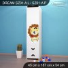 Skříň Dream SZ01 - lvíček (Barva bílá, Otevírání dvířek pravé, Vnitřek skříně šatní tyč)