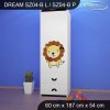 Skříň Dream SZ04 - lvíček (Barva bílá, Otevírání dvířek pravé, Vnitřek skříně šatní tyč)