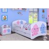 Dětská postel Happy Babies - růžový a modrý slon (Barva bílá, Velikost spací plochy 140x70, Šuplík NE)