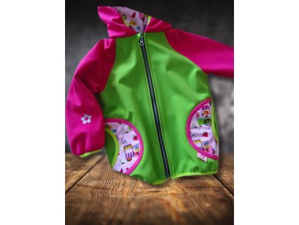 Softshellová bunda limetkovo/růžová