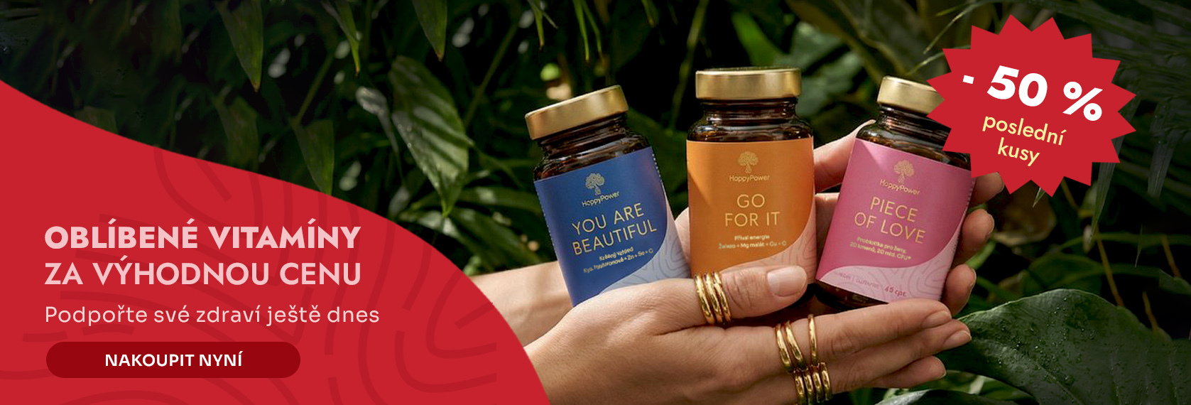 Sleva 50 %, vitamíny, výprodej, doplňky stravy, výhodný nákup, akce