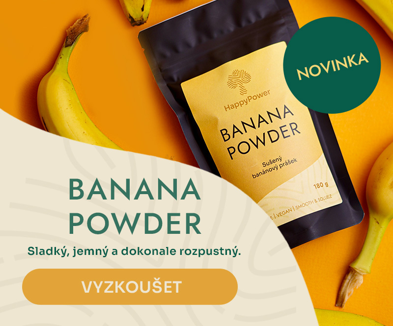 Novinka Banana powder – sušený prášek z banánu ideální do dezertů, kaší a smoothies.