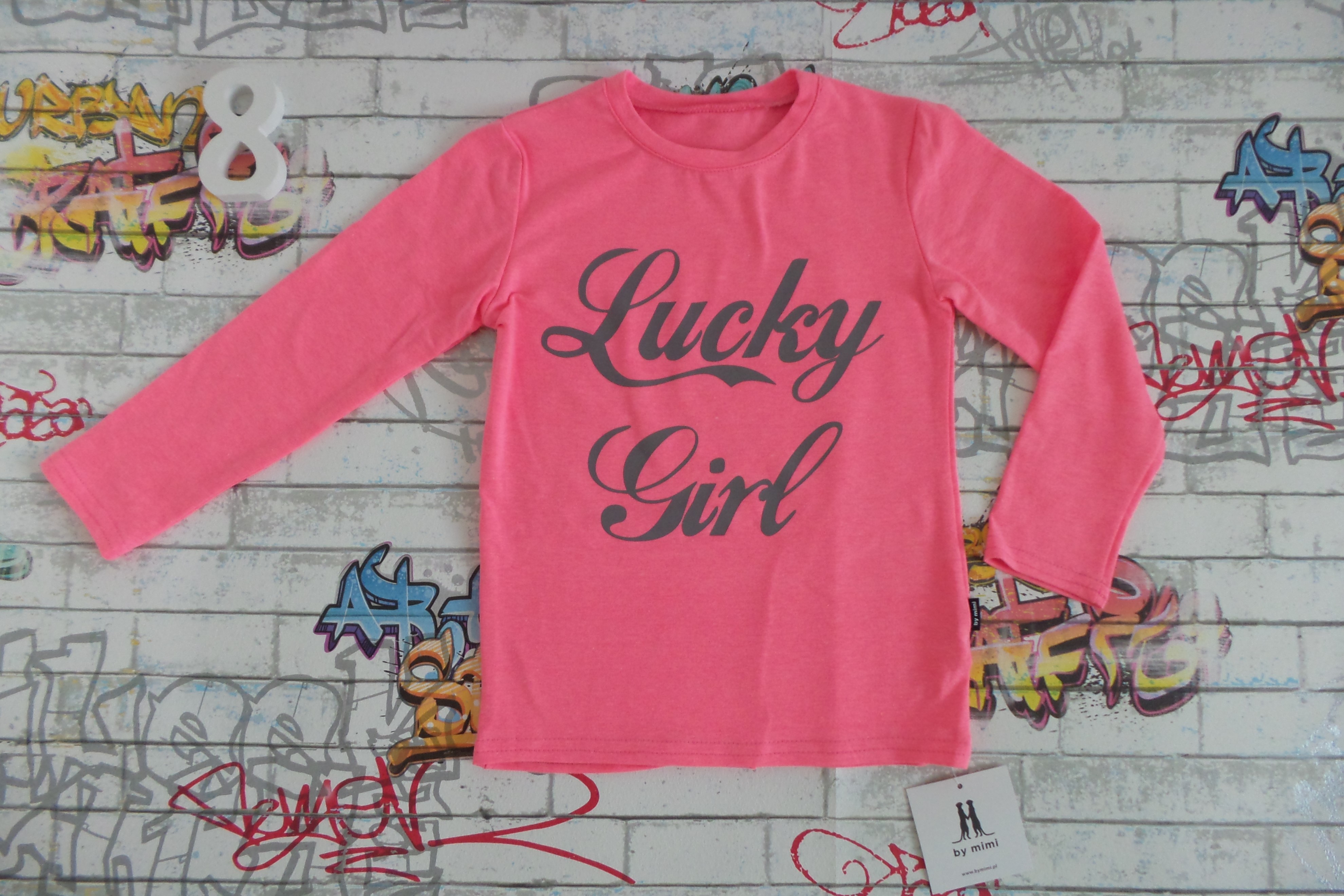 neonově růžové tričko lucky girl