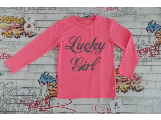 Neonově růžové tričko Lucky Girl