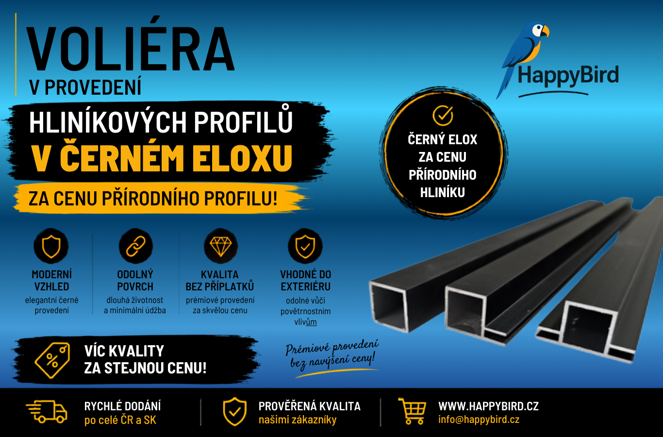 čierny elox za cenu prírodneho profilu
