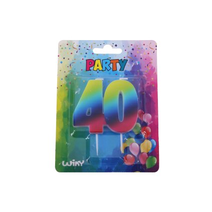 Párty svíčka - číslo "40" - barevná duha