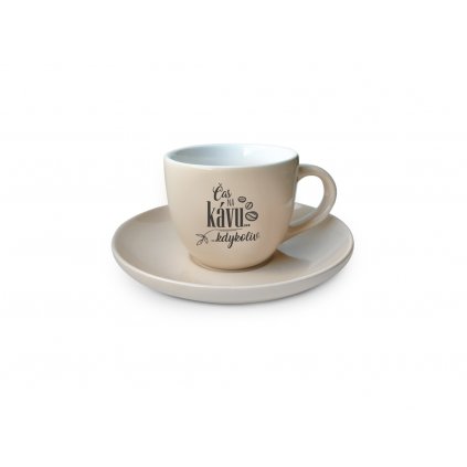 Espresso hrneček s podšálkem - Čas na kávu… kdykoliv - světlý