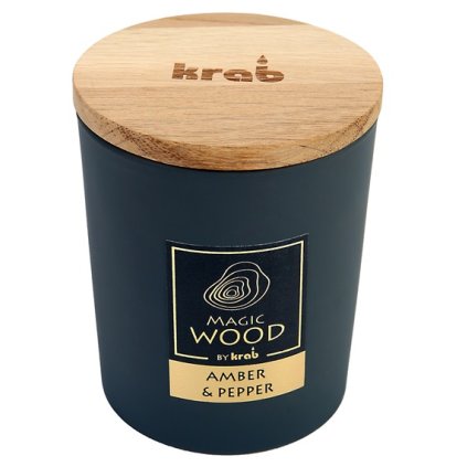 Svíčka MAGIC WOOD s dřevěným knotem - AMBER & PEPPER