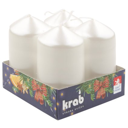 Adventní svíce válec bílý lak - 4 ks v sadě