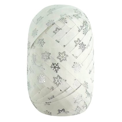 Stuha - klubko - bílá se stříbrnými vločkami