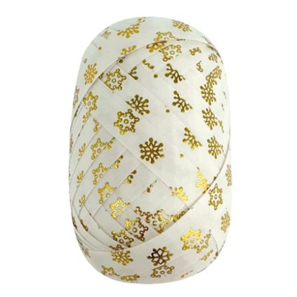 Stuha - klubko - bílá se zlatými vločkami