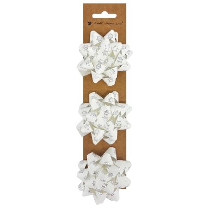 Hvězdice - bílá se stříbrnými vločkami - sada 3 kusy