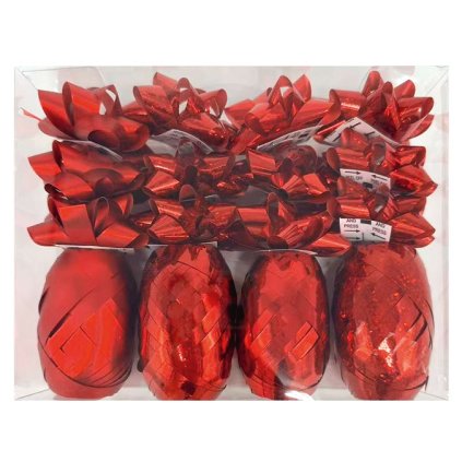 Sada na balení dárků - stuhy + hvězdice - červená