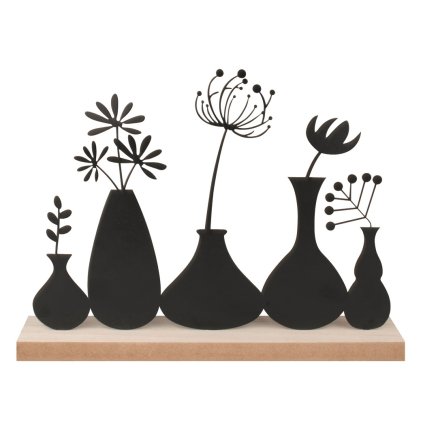 Kovová dekorace na postavení - Květiny na podstavci