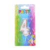 Párty svíčka - číslo "4" - bílá / zlatá