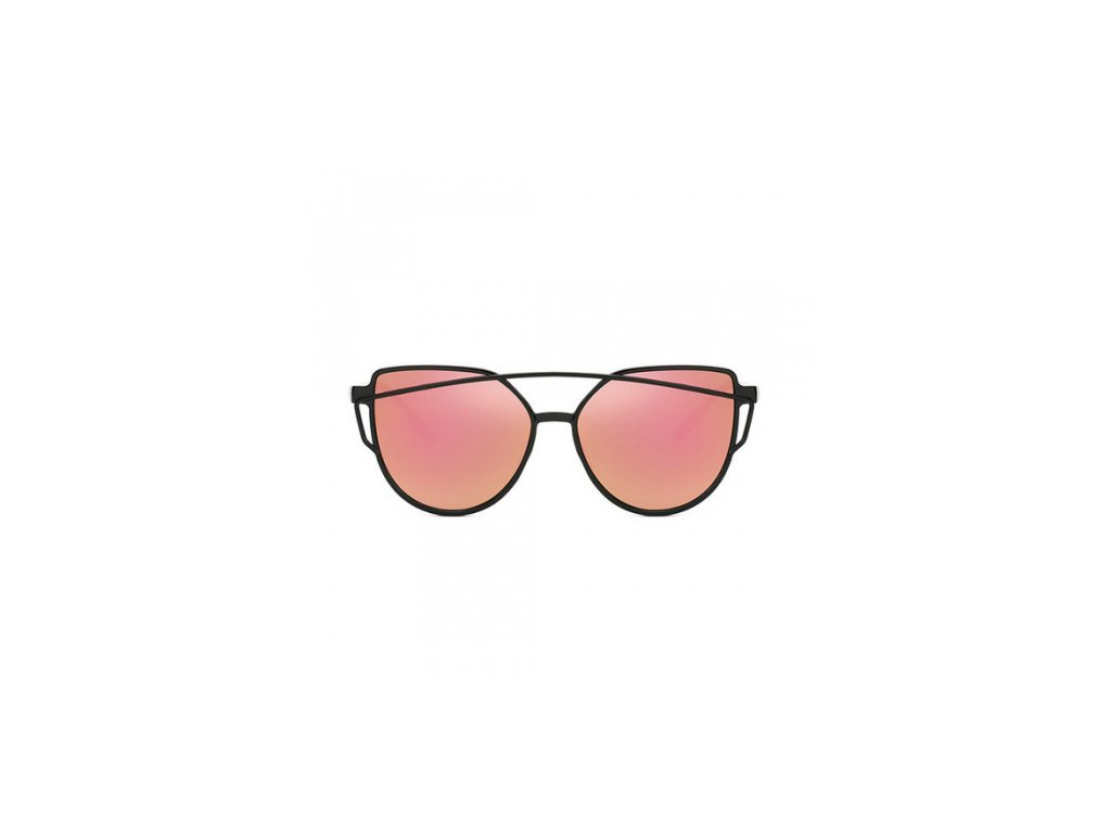 Slnečné okuliare - Cat Eye Aviator style - čierne - ružové sklá
