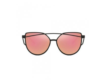 Slnečné okuliare - Cat Eye Aviator style - čierne - ružové sklá