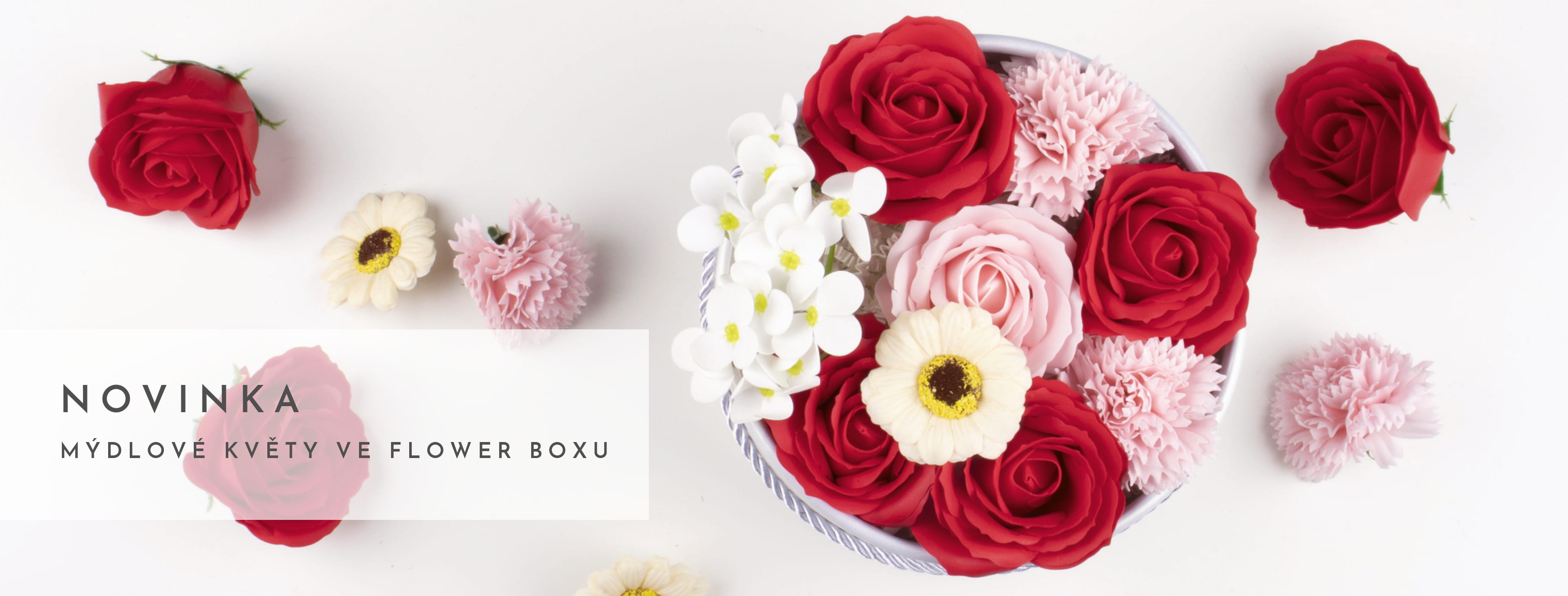 Mýdlové květiny ve flower boxu