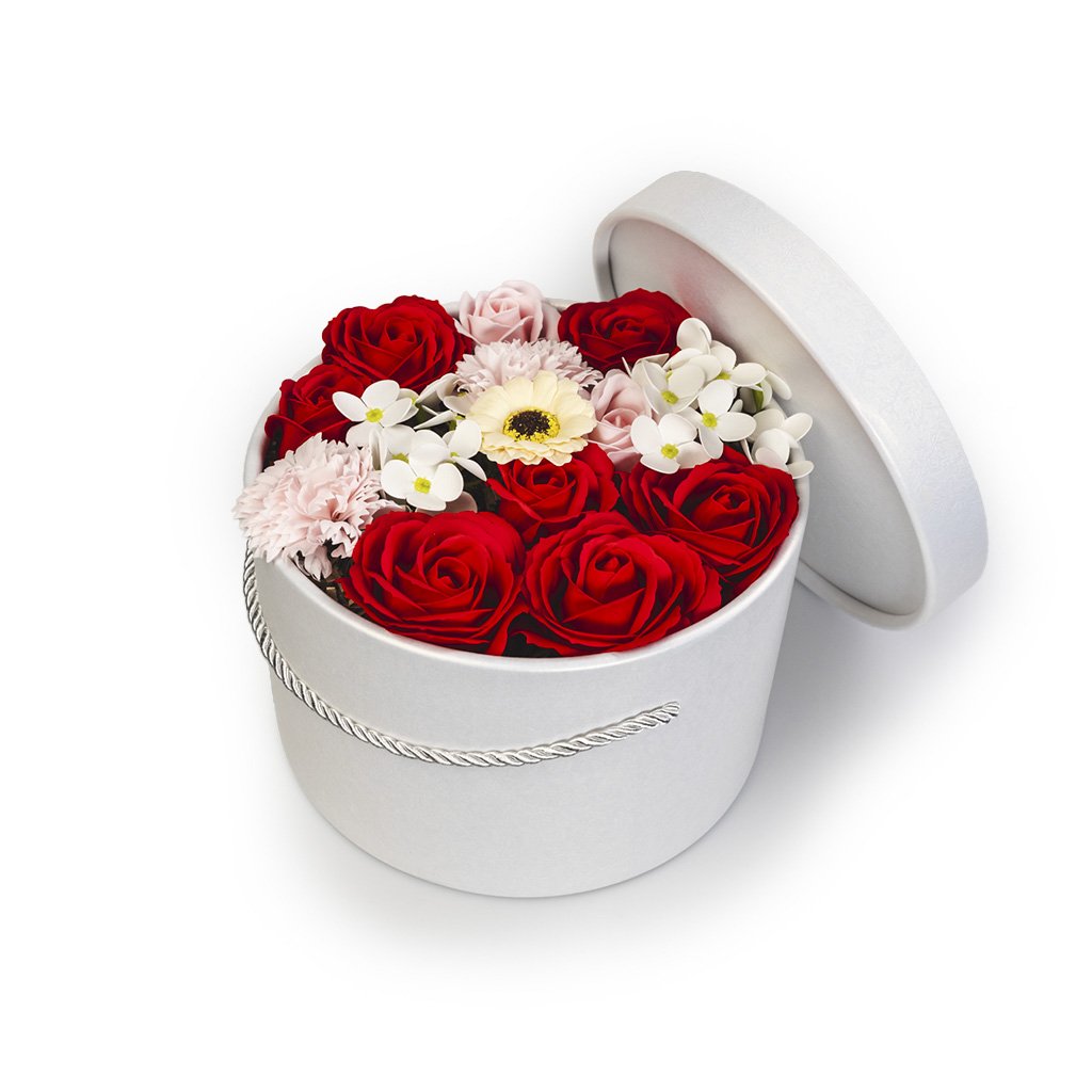 Mýdlové květy ve flower boxu - Rose