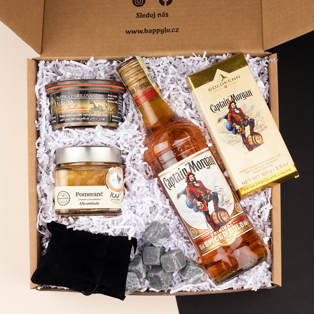 Rumová dárková krabička Captain Morgan Vyberte si láhev: Captain Morgan 0,5 l 35 %
