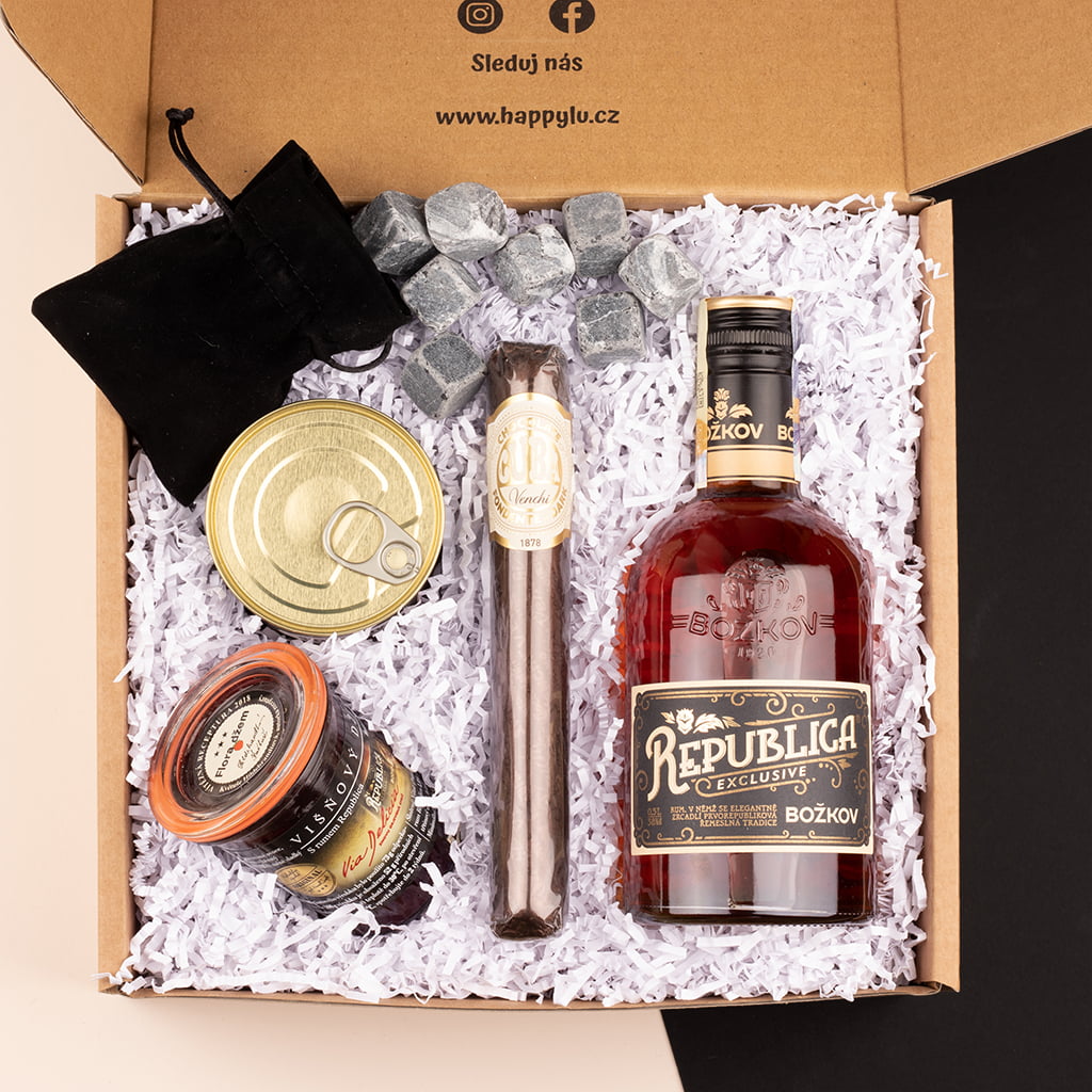 Happylu.cz Dárková krabička s Rumem Republica Vyberte si láhev: Rum Republica Exclusive 0,7 l 38%